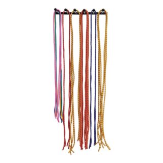 Veggstativ med knagger for hoppetau/strikker